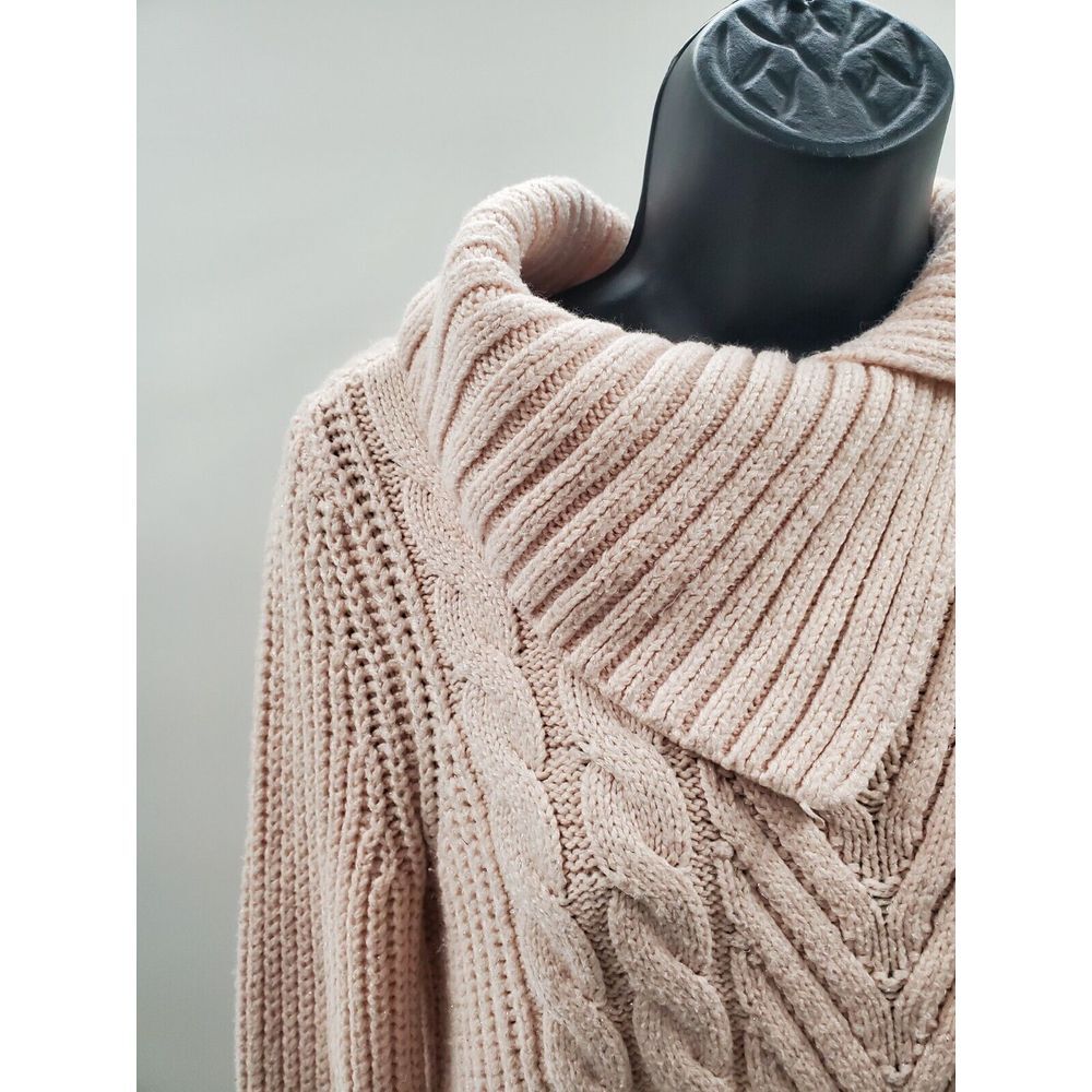 Nautica Cowlneck Sweater Women's Size Small Dusty Pink‎ Shimmer